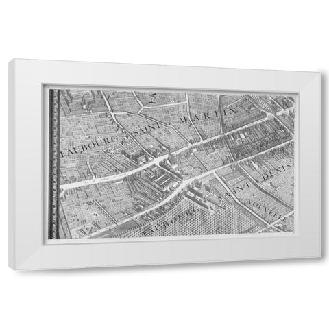 Paris 1739 Sectional map White Modern Wood Framed Art Print by Turgot, Michel-Etienne