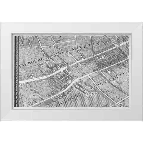 Paris 1739 Sectional map White Modern Wood Framed Art Print by Turgot, Michel-Etienne
