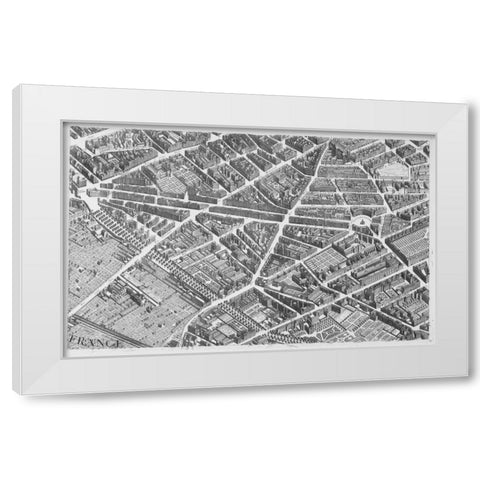 Paris 1739 Sectional map White Modern Wood Framed Art Print by Turgot, Michel-Etienne