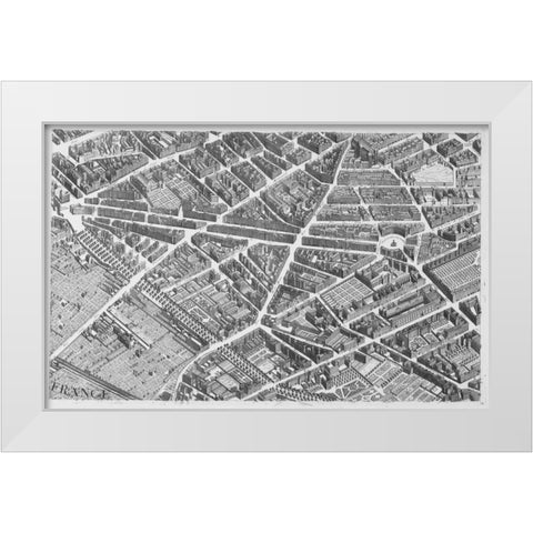 Paris 1739 Sectional map White Modern Wood Framed Art Print by Turgot, Michel-Etienne