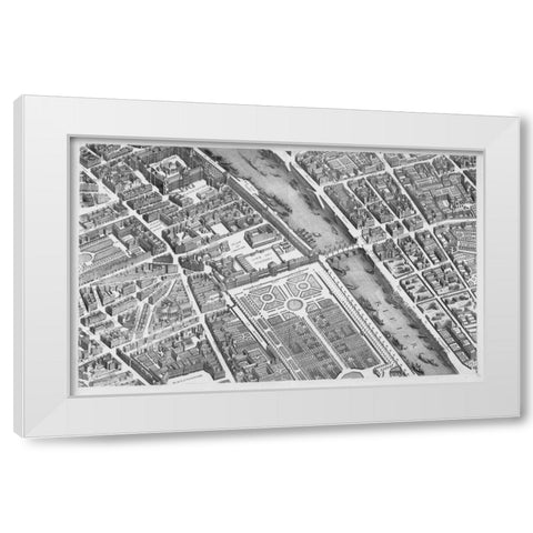 Paris 1739 Sectional map White Modern Wood Framed Art Print by Turgot, Michel-Etienne