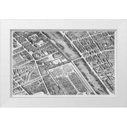 Paris 1739 Sectional map White Modern Wood Framed Art Print by Turgot, Michel-Etienne