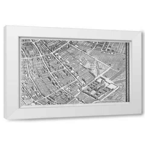 Paris 1739 Sectional map White Modern Wood Framed Art Print by Turgot, Michel-Etienne