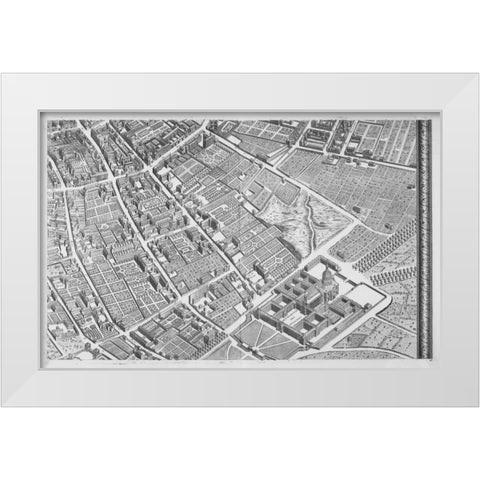 Paris 1739 Sectional map White Modern Wood Framed Art Print by Turgot, Michel-Etienne