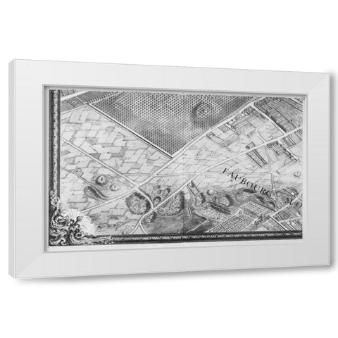 Paris 1739 Sectional map White Modern Wood Framed Art Print by Turgot, Michel-Etienne