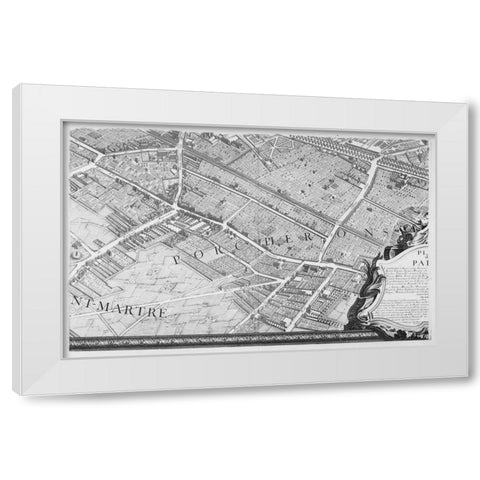 Paris 1739 Sectional map White Modern Wood Framed Art Print by Turgot, Michel-Etienne