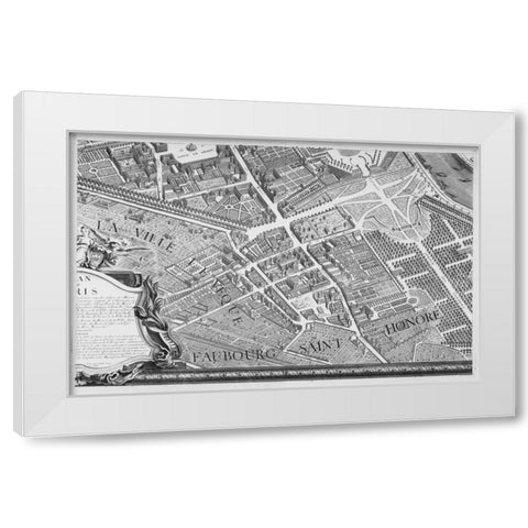 Paris 1739 Sectional map White Modern Wood Framed Art Print by Turgot, Michel-Etienne