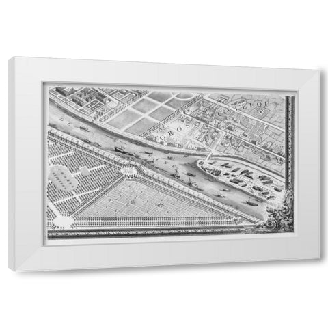 Paris 1739 Sectional map White Modern Wood Framed Art Print by Turgot, Michel-Etienne