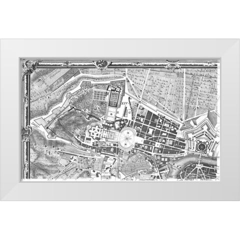 Rome Sectional Map White Modern Wood Framed Art Print by Nolli, Giovanni Battista