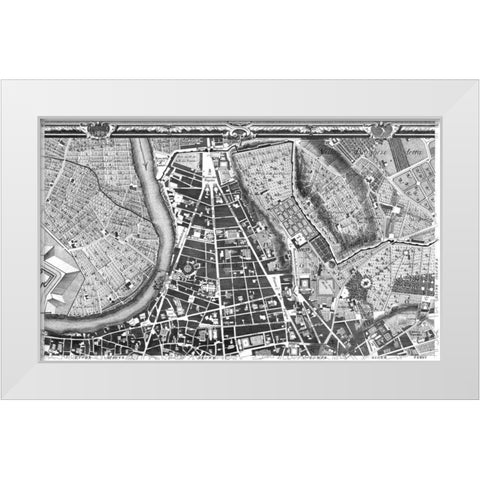 Rome Sectional Map White Modern Wood Framed Art Print by Nolli, Giovanni Battista