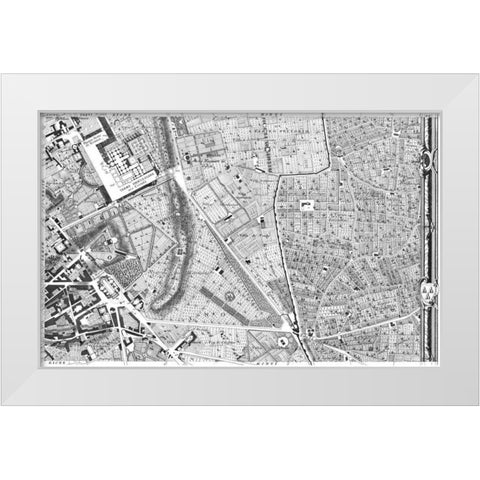Rome Sectional Map White Modern Wood Framed Art Print by Nolli, Giovanni Battista