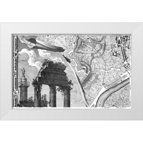Rome Sectional Map White Modern Wood Framed Art Print by Nolli, Giovanni Battista