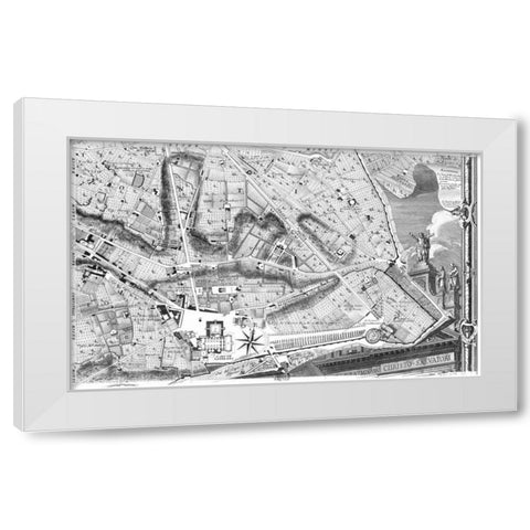 Rome Sectional Map White Modern Wood Framed Art Print by Nolli, Giovanni Battista