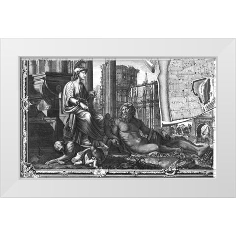 Rome Sectional Map White Modern Wood Framed Art Print by Nolli, Giovanni Battista