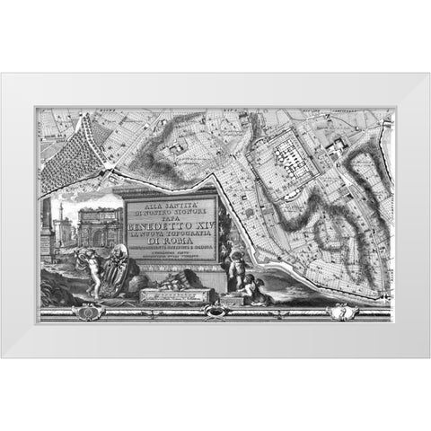 Rome Sectional Map White Modern Wood Framed Art Print by Nolli, Giovanni Battista