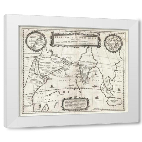 Map of Indian Ocean, 1658 White Modern Wood Framed Art Print by Jansson, Jan