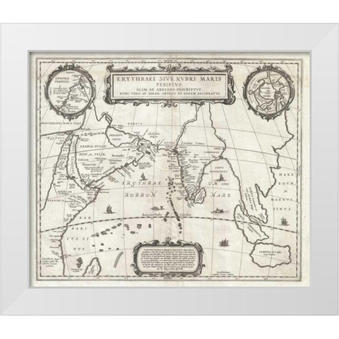 Map of Indian Ocean, 1658 White Modern Wood Framed Art Print by Jansson, Jan