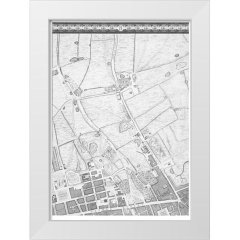 Roque Sectional map of London 1748 White Modern Wood Framed Art Print by Roque, John