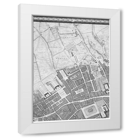 Roque Sectional map of London 1748 White Modern Wood Framed Art Print by Roque, John