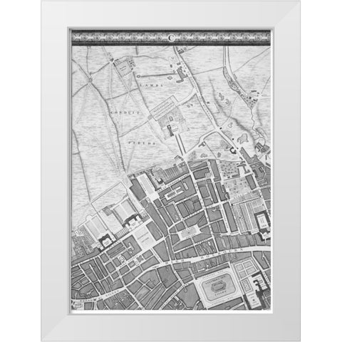 Roque Sectional map of London 1748 White Modern Wood Framed Art Print by Roque, John