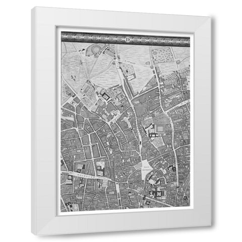Roque Sectional map of London 1748 White Modern Wood Framed Art Print by Roque, John