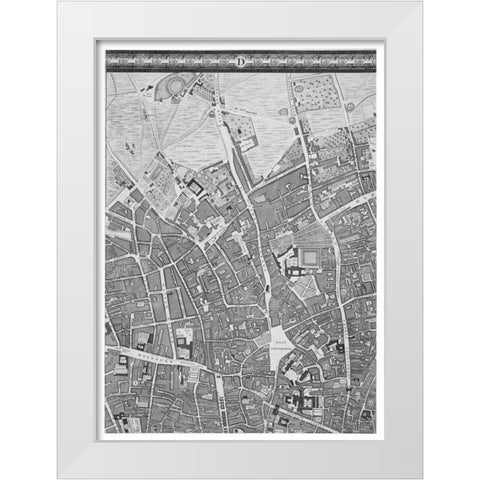 Roque Sectional map of London 1748 White Modern Wood Framed Art Print by Roque, John