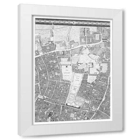 Roque Sectional map of London 1748 White Modern Wood Framed Art Print by Roque, John