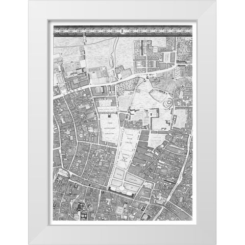 Roque Sectional map of London 1748 White Modern Wood Framed Art Print by Roque, John