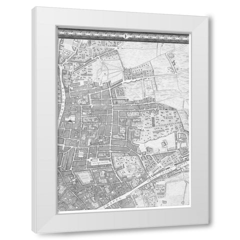 Roque Sectional map of London 1748 White Modern Wood Framed Art Print by Roque, John