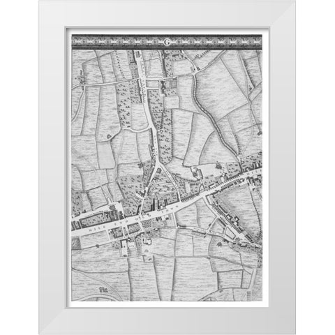 Roque Sectional map of London 1748 White Modern Wood Framed Art Print by Roque, John