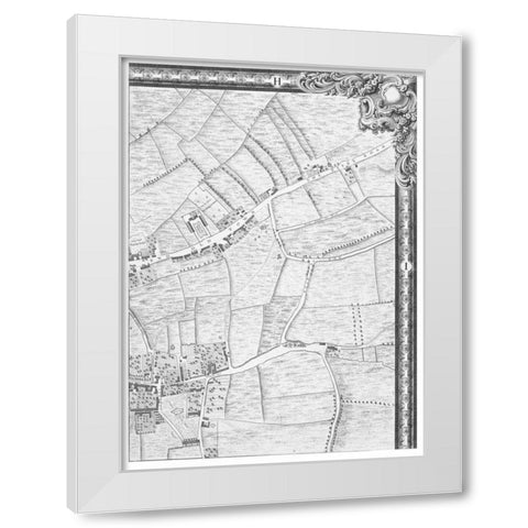 Roque Sectional map of London 1748 White Modern Wood Framed Art Print by Roque, John