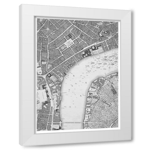 Roque Sectional map of London 1748 White Modern Wood Framed Art Print by Roque, John