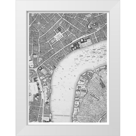 Roque Sectional map of London 1748 White Modern Wood Framed Art Print by Roque, John