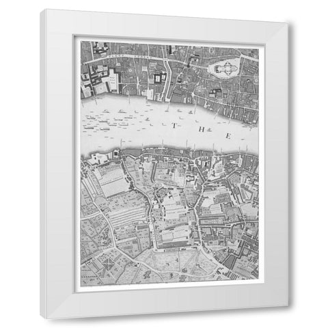 Roque Sectional map of London 1748 White Modern Wood Framed Art Print by Roque, John