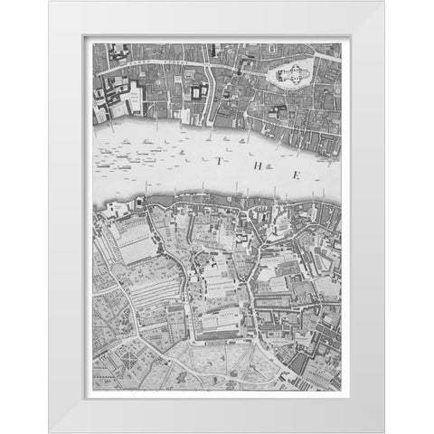 Roque Sectional map of London 1748 White Modern Wood Framed Art Print by Roque, John
