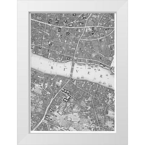 Roque Sectional map of London 1748 White Modern Wood Framed Art Print by Roque, John