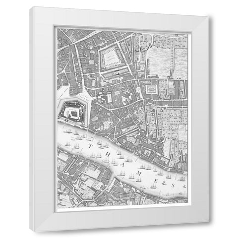 Roque Sectional map of London 1748 White Modern Wood Framed Art Print by Roque, John