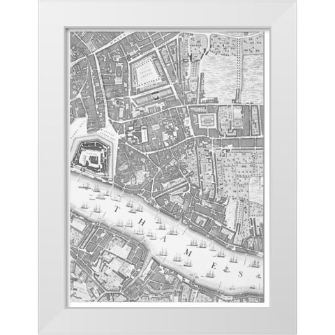 Roque Sectional map of London 1748 White Modern Wood Framed Art Print by Roque, John