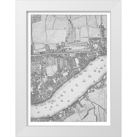 Roque Sectional map of London 1748 White Modern Wood Framed Art Print by Roque, John