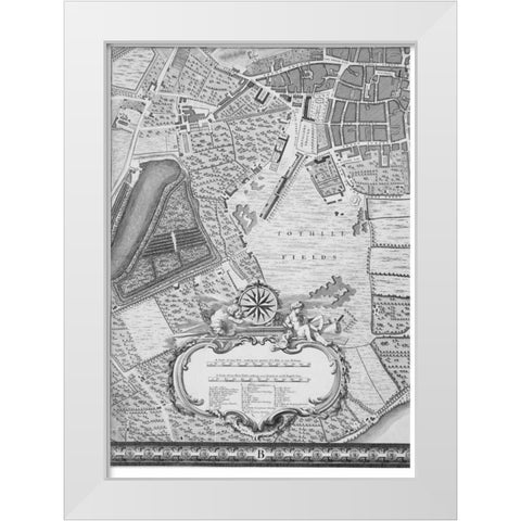 Roque Sectional map of London 1748 White Modern Wood Framed Art Print by Roque, John