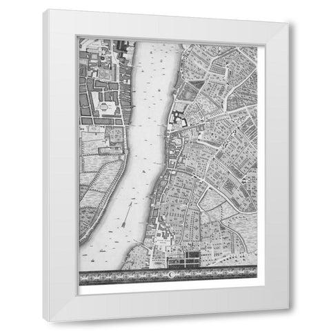 Roque Sectional map of London 1748 White Modern Wood Framed Art Print by Roque, John
