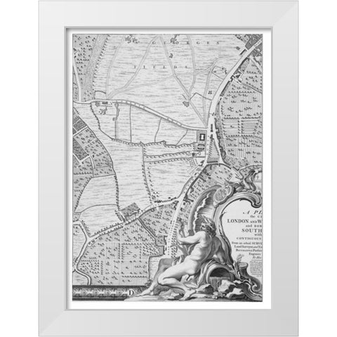 Roque Sectional map of London 1748 White Modern Wood Framed Art Print by Roque, John