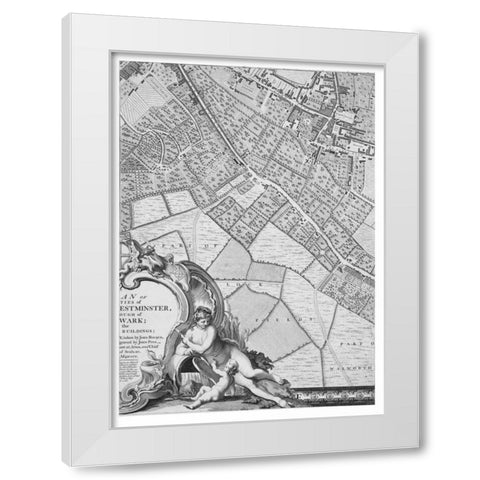 Roque Sectional map of London 1748 White Modern Wood Framed Art Print by Roque, John
