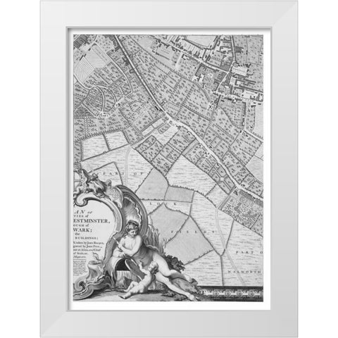 Roque Sectional map of London 1748 White Modern Wood Framed Art Print by Roque, John