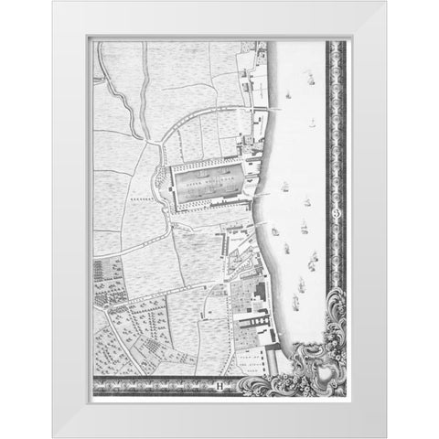 Roque Sectional map of London 1748 White Modern Wood Framed Art Print by Roque, John