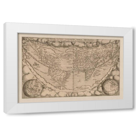 Nova tutius terrarum, 1571 White Modern Wood Framed Art Print by Ortelius, Abraham