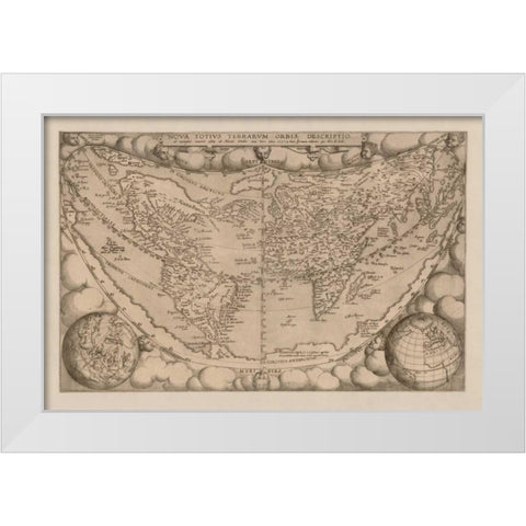 Nova tutius terrarum, 1571 White Modern Wood Framed Art Print by Ortelius, Abraham