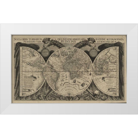 Nova orbis terrarum, 1630 White Modern Wood Framed Art Print by Echebrecht, Philipp