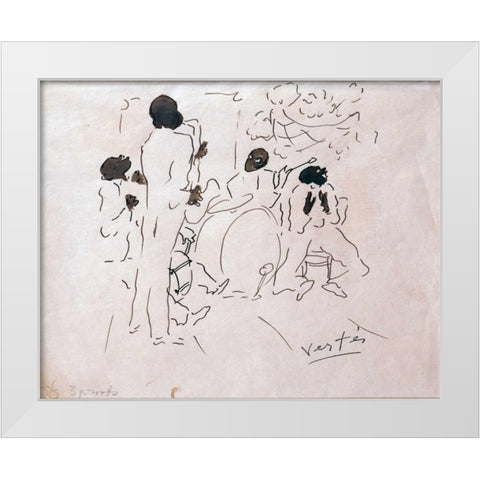 Josephine Bakers Jazz Band White Modern Wood Framed Art Print by Vertes, Marcel
