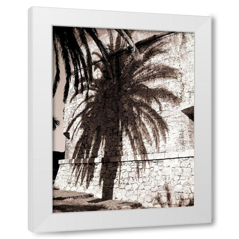 Palm Shadow, Antibes White Modern Wood Framed Art Print by Blue, Cyril
